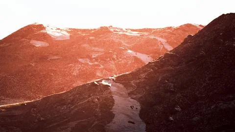 Winter Mountain Landscape at sunset Stock Illustration