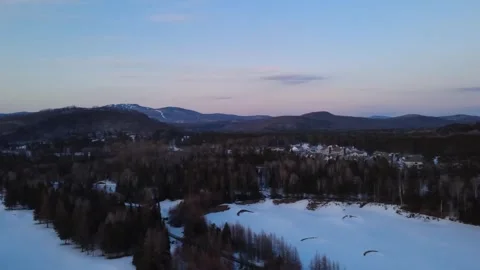 Winter Mountain Landscape at Twilight in Mont-Tremblant Quebec Canada Stock Footage 346502957