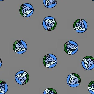 Winter mountain landscape vector seamless pattern Stock Illustration