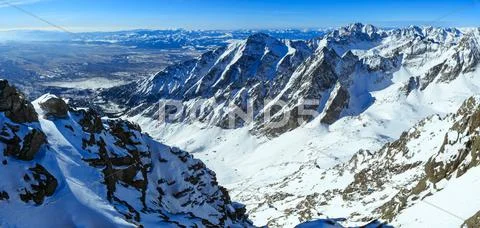 Winter mountain panorama. Stock Photos