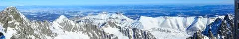 Winter mountain panorama. Stock Photos