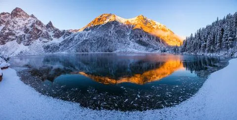 Winter mountain panoramic landscape Stock Photos