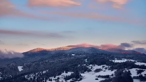 Winter Mountain Peak Last Light Timelapse Vídeos de archivo 336394313