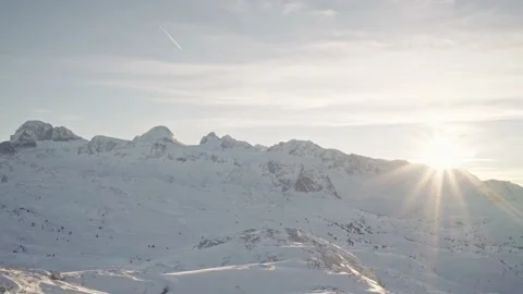 Winter Mountain Range And Sunset Stock Footage 144823016