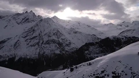 Winter Mountain Range in North Caucasus, Russia. Stock Footage 320856034