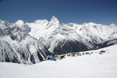 Winter in the mountain resort 스톡 사진