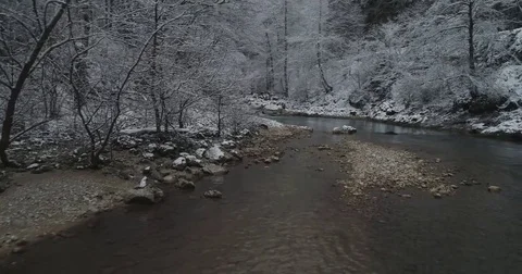 Winter mountain river Stock Footage 85434984