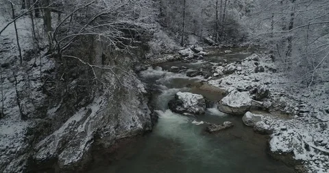 Winter mountain river Stock Footage 85435412