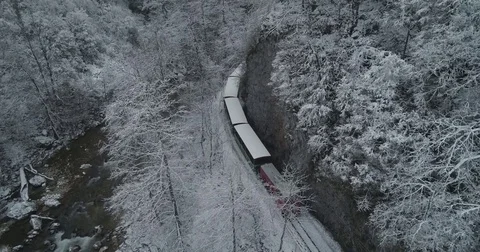 Winter mountain river Stock Footage 85436337