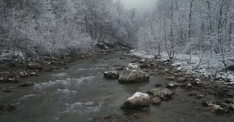 Winter mountain river Stock Footage 85436754