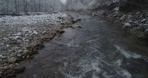 Winter mountain river Stock Footage 85436893