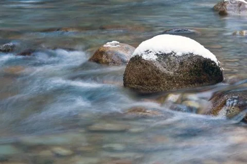 Winter on mountain river Stock Photos