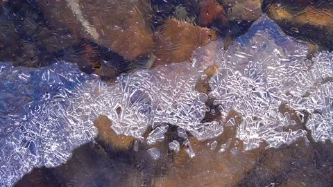 Winter. mountain river runs. movement of water. melting ice. Stock Footage 170552936