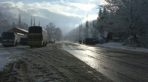 Winter mountain road Stock Footage 608940