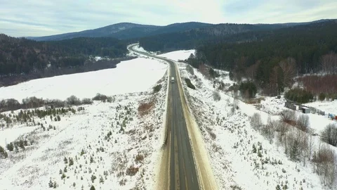 Winter mountain road Stock Footage 120197513