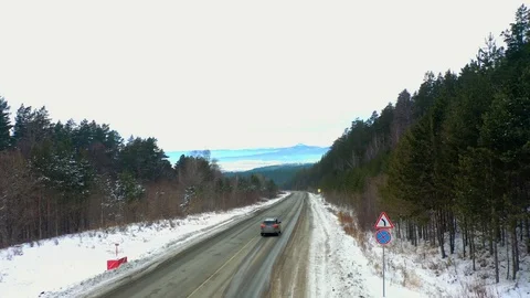 Winter mountain road Stock Footage 120198783