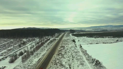 Winter mountain road Stock Footage 120198867