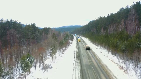 Winter mountain road Stock Footage 120200927