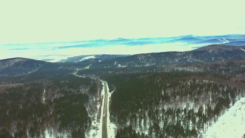 Winter mountain road Stock Footage 120201316