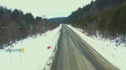 Winter mountain road Stock Footage 120201538