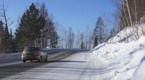 Winter Mountain Road M-54 (04) Stock Footage 34667424