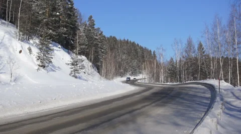Winter Mountain Road M-54 (02) Stock Footage 34667856
