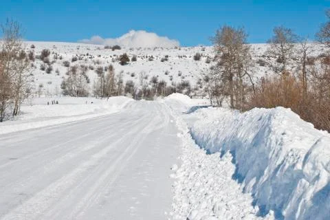 Winter mountain road Stock Photos