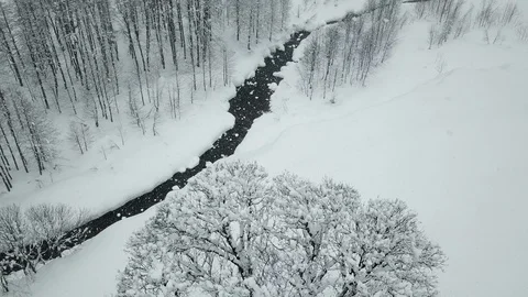 Winter mountain Stream Aerial Stock-Footage 112428527