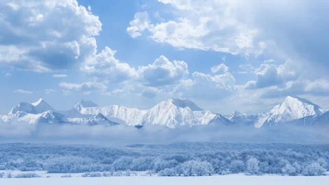 Winter mountain valley in snow Stock Footage 327798632