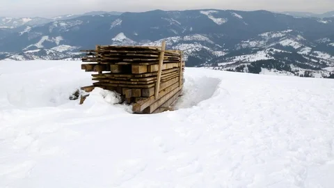 Winter in mountain, vertical panorama. Stock Footage 72831685