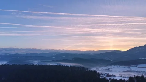 Winter mountains and frozen fields Stock Footage 327138261