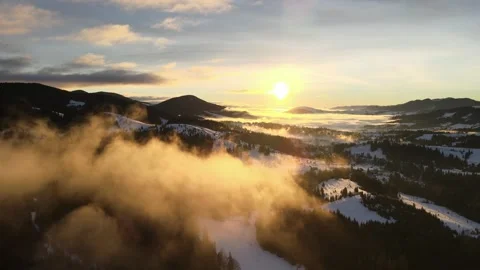 Winter in the  mountains and  winter ski resort aerial view.  Stock Footage 168905331