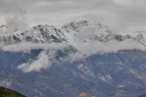 Winter mountains, beautiful panorama of the Pyrenees in Spain Stock Photos