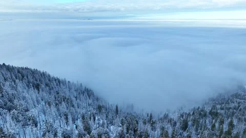 Winter Mountains Cloud Inversion Landscape Stock Footage 335525992