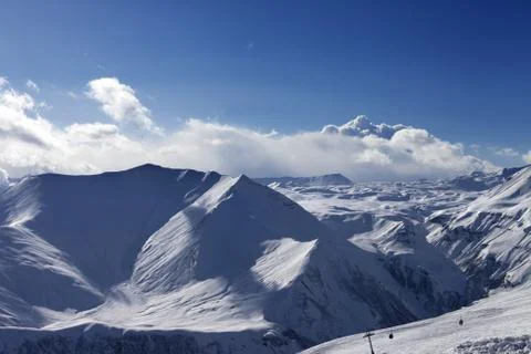Winter mountains at evening Stock-Fotos
