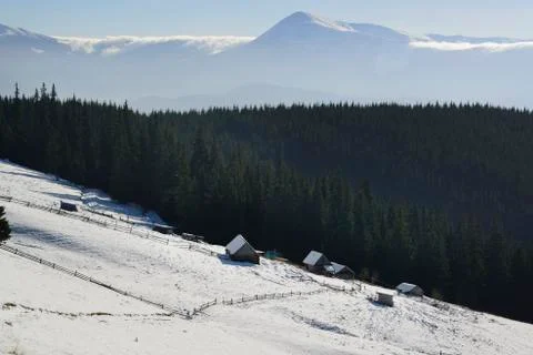 Winter mountains landscape Stock Photos