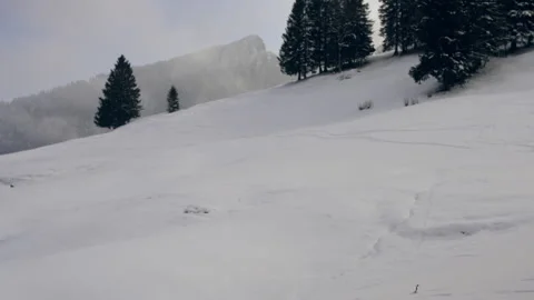 Winter Mountains Nature Snow Covered Winter Trees Alpine Landscape in Nafels Stock Footage 231509843