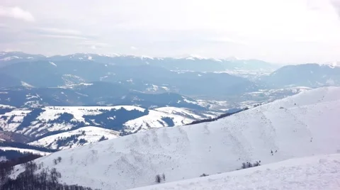 Winter Mountains Panoramic Landscape Stock Footage 61023110