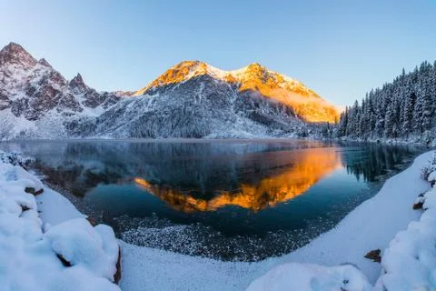 Winter mountains panoramic landscape Stock Photos