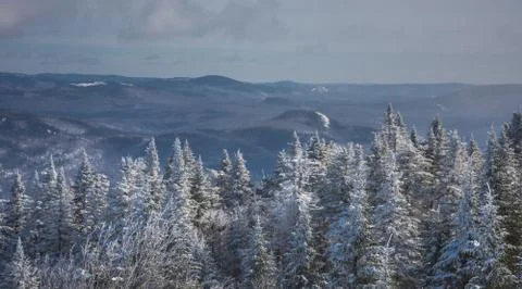 Winter in the mountains of Quebec Stock Photos