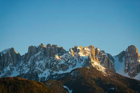 Winter in the Mountains at the sunset Stock Photos