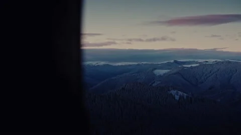 Winter mountains view from the house Stock Footage 195182454