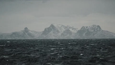 Winter mountains view from the sea Stock Footage 102941294