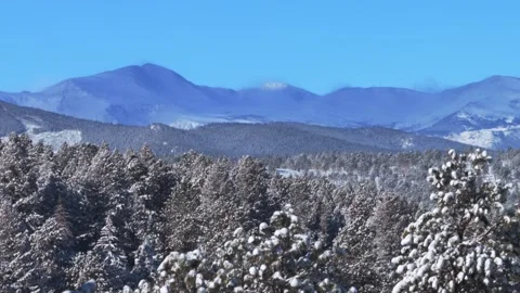 Winter Mt Blue Sky Mount Evans Front Range Rocky Mountains aerial drone Stock Footage 332048196