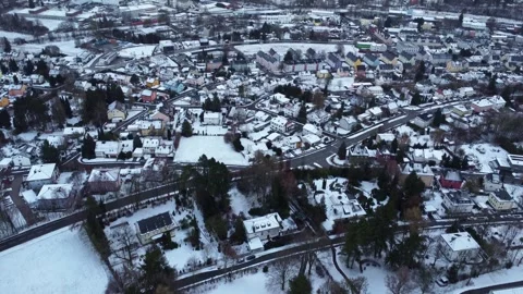 Winter in Munchberg, Germany, drone view Video stock 329935700
