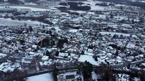 Winter in Munchberg, Germany, Panoramic drone view Stock Footage 329936003