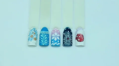 Winter nails templates slider view Stock Footage 76822908