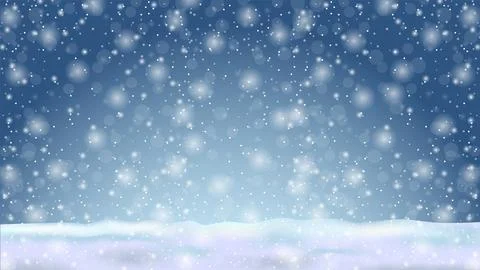 Winter natural blue background with falling snowflakes Stock Illustration