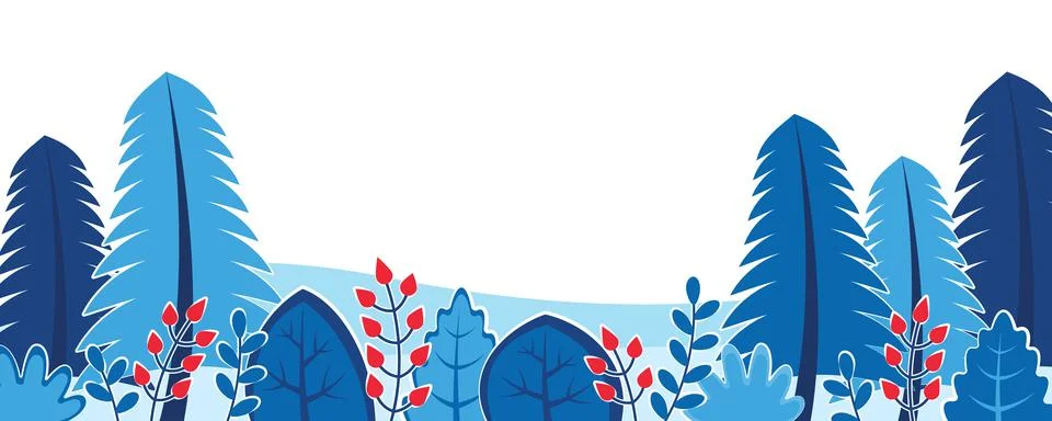 Winter nature background with landscape pattern concept. Horizontal border we Stock Photos