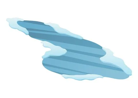 Winter nature design element set. Snow symbol, frozen lake. Snowy decoration Stock Illustration